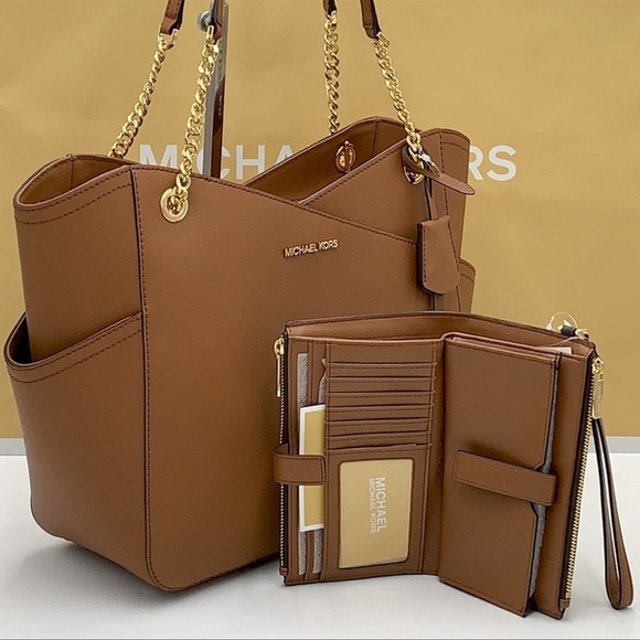 Michael Kors Handbags - MICHAEL KORS LG X CHAIN SHOULDER TOTE & WALLET-WRISTLET-PHONE CASE 2 pieces SET